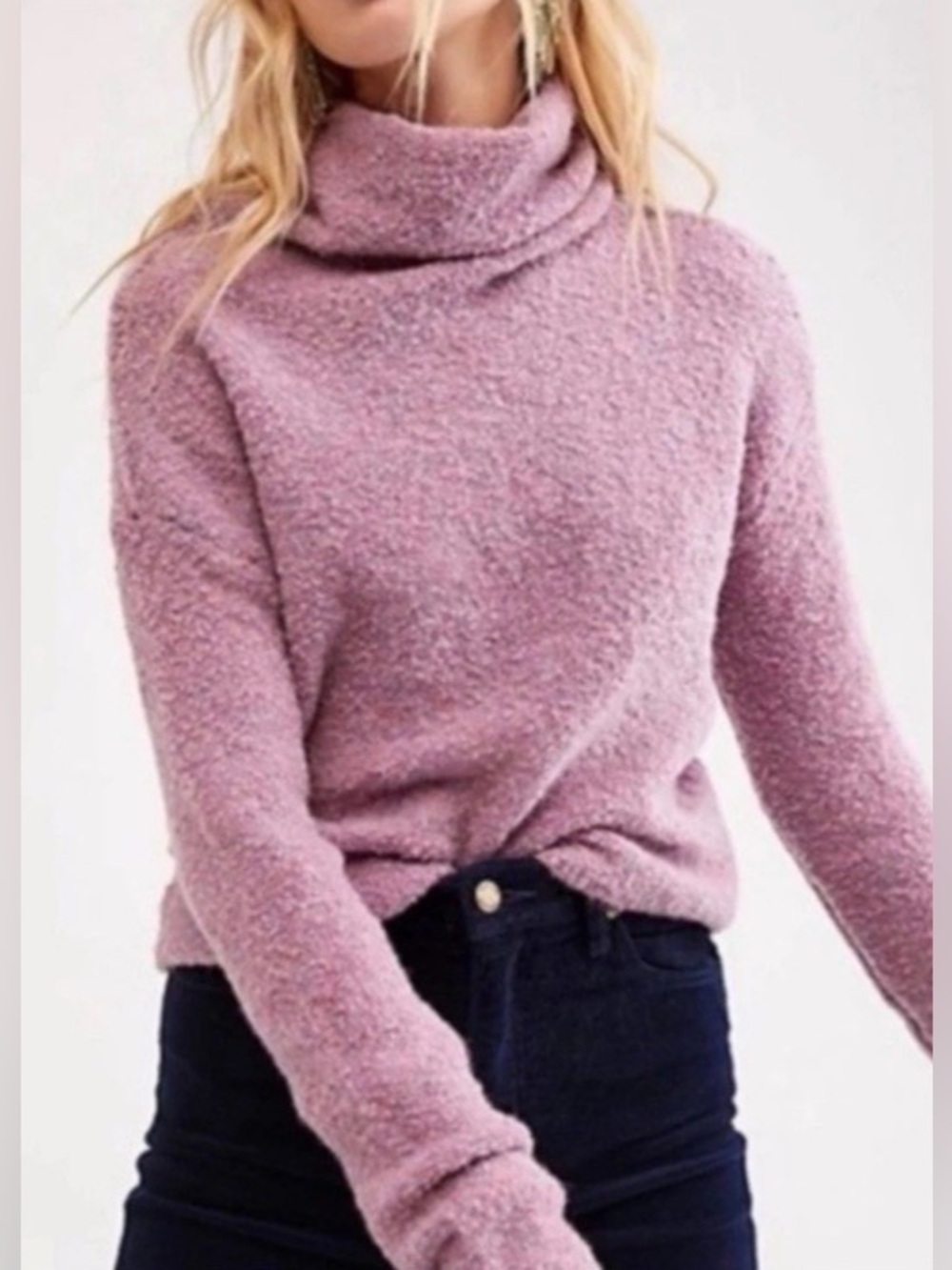 Free People Stormy Cowl Neck Pullover Sweater Sz XS in Lavender SOFT